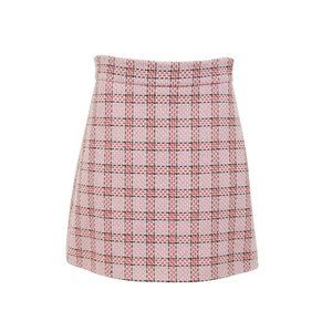 Gucci Pink Blue Red White Tweed Tartan Plaid Short Skirt Wool Silk IT44